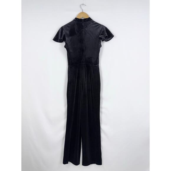 Mod Cloth Women's Shine With Me Velvet Jumpsuit XS Black Flutter Sleeve - Picture 9 of 16